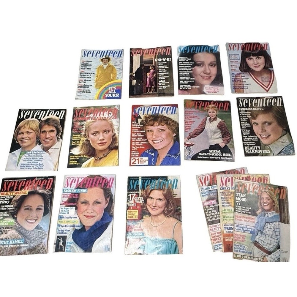 Vintage Seventeen Magazine Lot 15 Issues 1976 Full Year + 1977 Box Teen Fashion